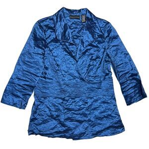 NWT Dana Buchman Richly Textured Cobalt Blue Jacket 3/4 Sleeve Blouse 80’s